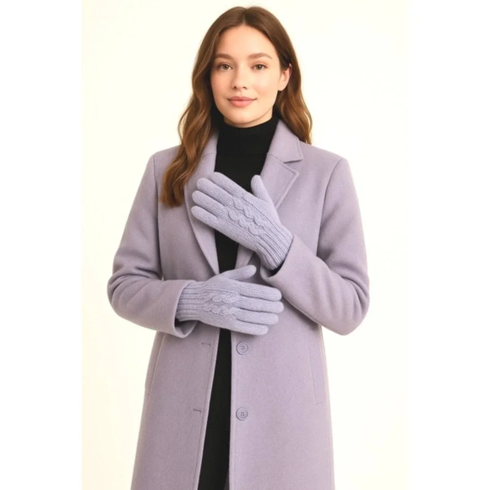 Isotoner‎ Cozy Cable Knit Gloves Knitwear Purple Cold Weather Chic 71-13